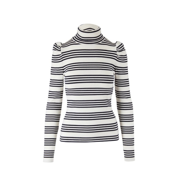 Veronica Beard Black and White Striped Top cedar turtleneck medium - Picture 1 of 12